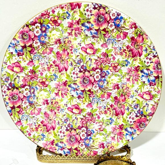 Royal Winton Grimwades English Sunshine chintz floral salad plate colorful 8" - Picture 2 of 5